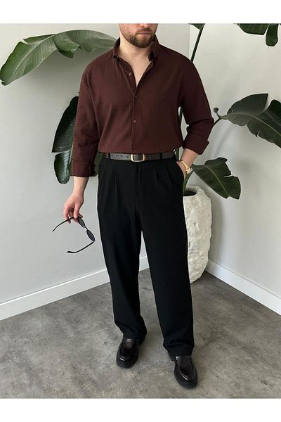MODA Brown Half Oversize Summer Shirt