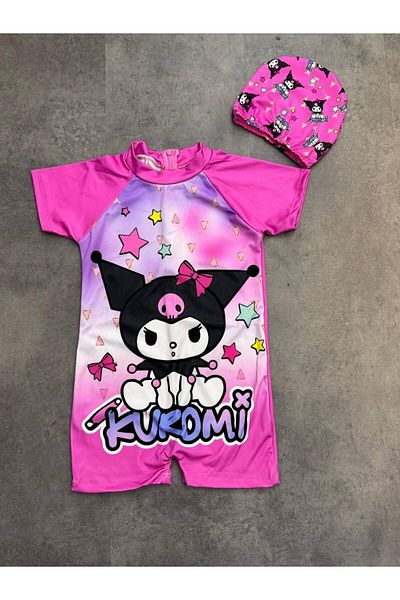 Arya Nisa Kids Girl's Kuromi Printed Jumpsuit Swimsuit Bone Set