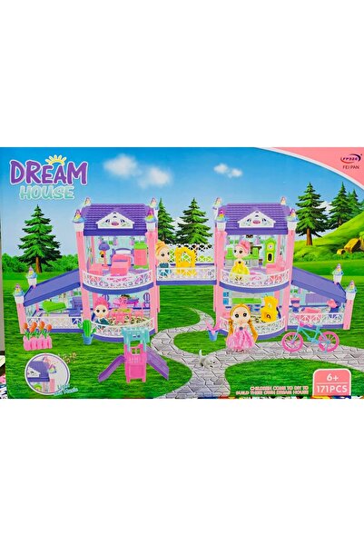 rexa مجموعة ألعاب بيت الدمى دريم هاوس - قصر كبير مكون من 171 قطعة مع الدمى وا...