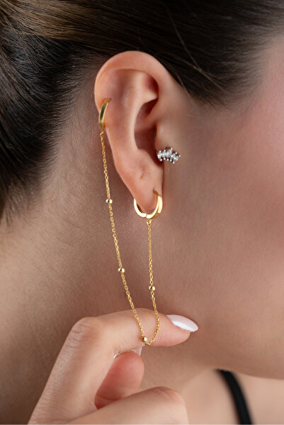 Silvano Jewelry 925 Ayar Gümüş Zincirli Halka Küpe