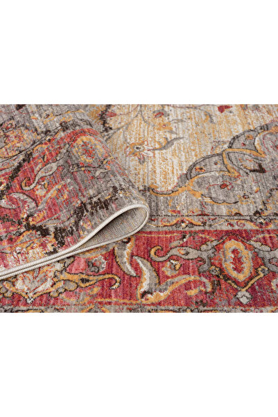 Moqa A Different Carpet Anadolu 4009 Kırmızı Otantik Desenli Halı - Antialerjik, Pamuk Taban, 6 mm Hav Yüksekliği