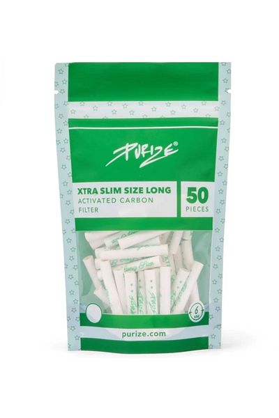 Purize Filtre cu carbune activ Purize Extra Slim Long 6mm x50 buc, Albe