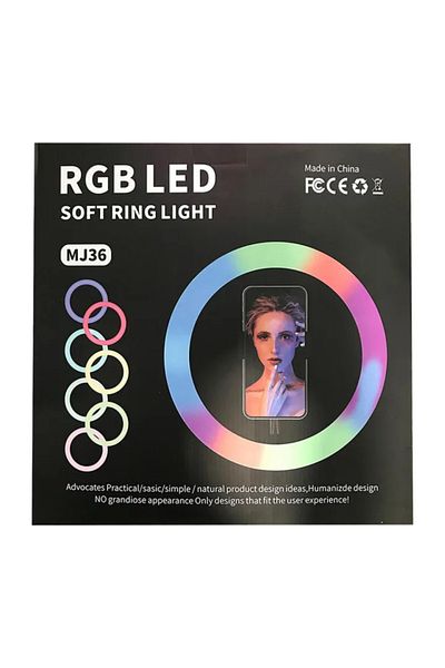 NO BRAND MJ 36 RGB LED Soft Ring Light 36 CM With Phone Holder USB Plug