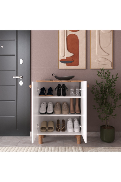 Kervancı Mobilya Kervancı Bohem 2 Kapaklı Ayakkabılık - Atlantik Çam / Beyaz