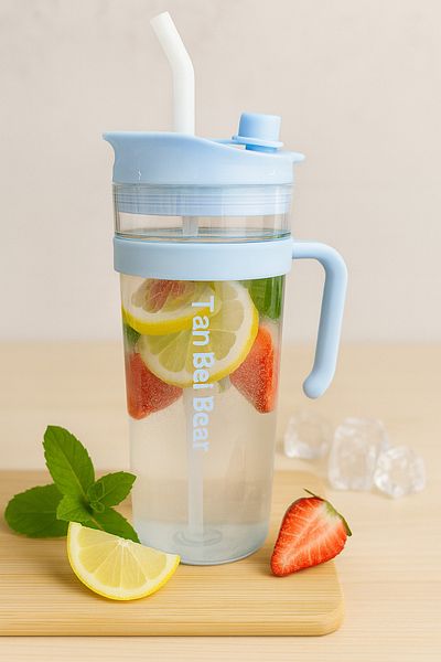 İNTER LİFE Motivational Water Bottle with Handle and Straw Suitable for Daily Use Bpa-Free Water Bottle Suitable for Detox 1.2 ml