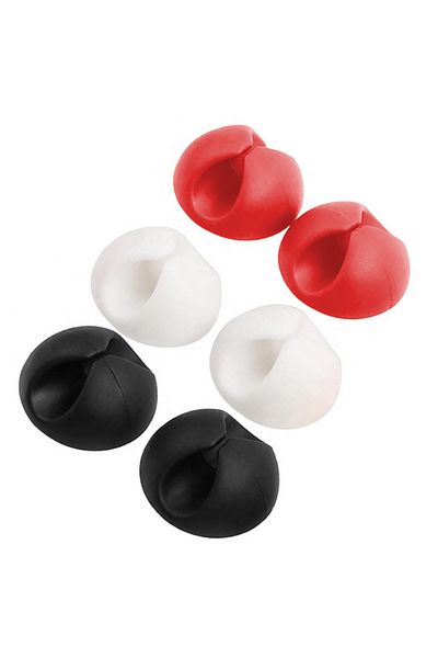 dalip Set of 6 self-adhesive clips, for organizing cables, made of silicone, Multicolor