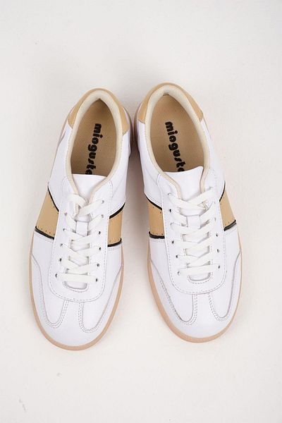 Mio Gusto Emilia Genuine Leather White Color Women's Sports Shoes