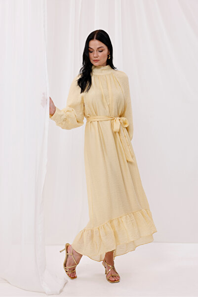 Jupe Women's Flywheel Detailed Belted Twnsel Silk Dress 7259