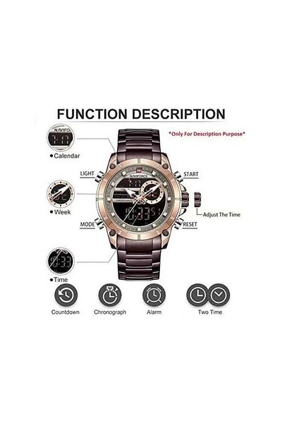 Naviforce Men Military Sport Wrist Watch Quartz Steel Water-Resistant Dual Display Male Clock Watches Relogio