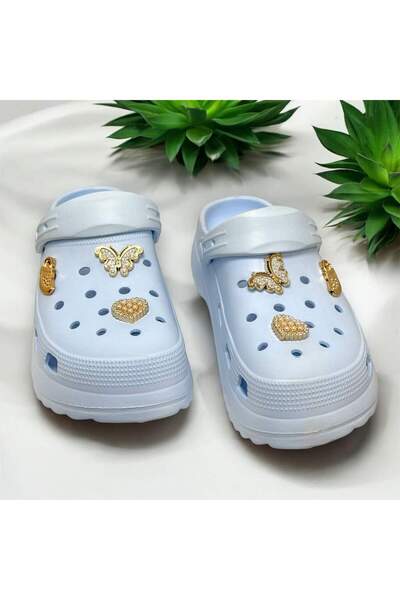 Akınal Bella Akinal Bella E428 Color Ice Blue Stone Stylish Design Cross Beach Pool Garden Sea Summer Soft Sole