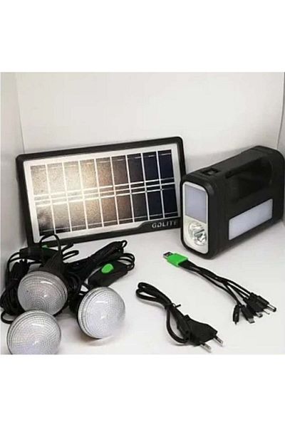 divendi-ro Solar kit GD-Lite 8017 equipped with USB devices with 3 LED bulbs + high capacity battery HA