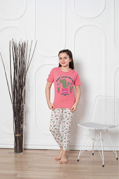 Asel Children's Cotton Fabric Capri Pajamas Set