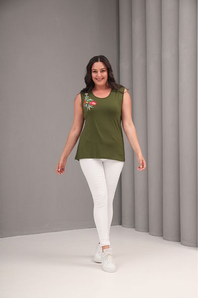 Esina Women's Viscose Zero Sleeve Embroidered Blouse