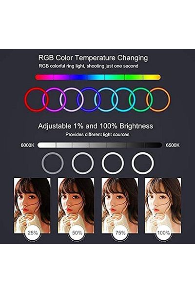 Generic RGB LED Soft Ring Light MJ36 – 18” Dimmable Ring Light with Adjustable Tripod Stand, 3 Color Mod