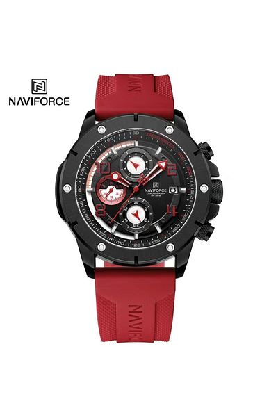 Naviforce Chronograph Sports Watch with Multi Function Dial Durable Silicone Strap Water Resistant Timepiece