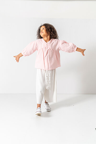 DFN Capri Pleated Trousers Scalloped/Embroidered Blouse/Shirt Gakım