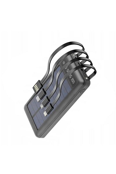 divendi-ro Universal Solar External Battery, 12000mAh, USB TypeC, micro USB and Lightning