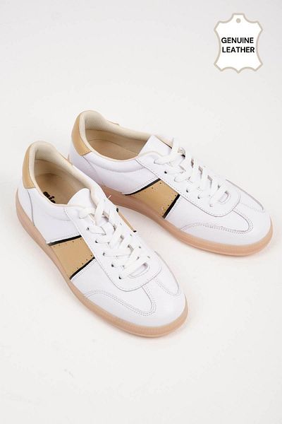 Mio Gusto Emilia Genuine Leather White Color Women's Sports Shoes