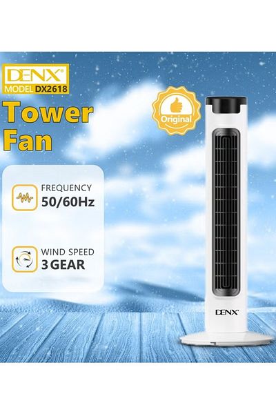 Denx Bladeless Oscillating Tower Fan, Portable Quiet Cooling Fan, Electric Standing Floor FanDX2617