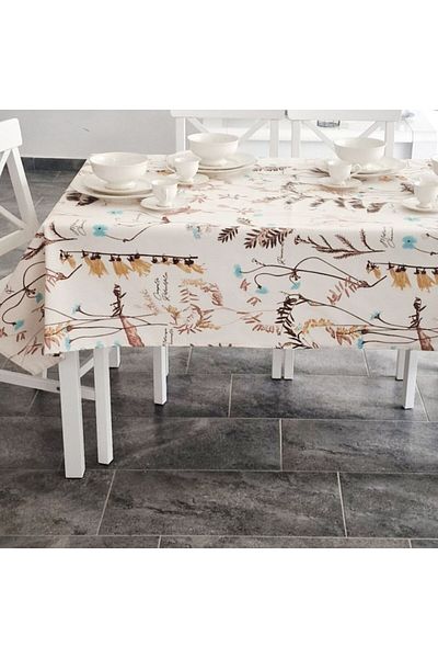 Pucioasa Teflon-coated cotton tablecloth, round, diameter 160cm, vegetable pattern