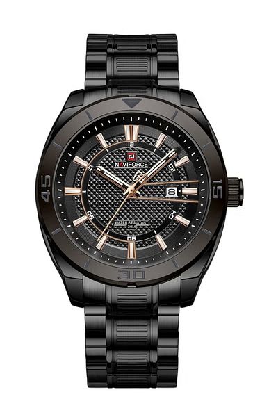 Naviforce Elegant Analog Wrist Watch for Men with Stainless Steel Strap Water Resistant