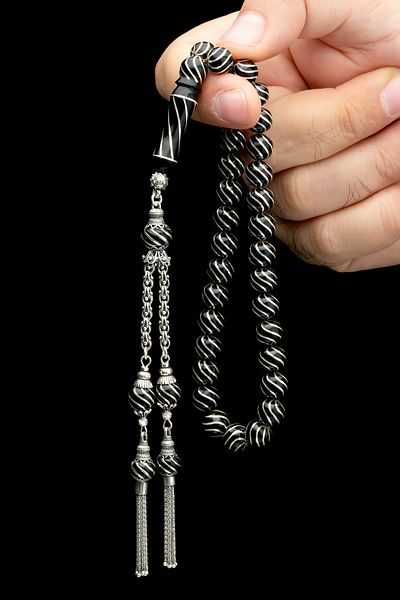 OTTOTESBİH 8 قطع معتمدة من السبحة المطرزة بالفضة مقاس 8.5 ملم من Erzurum Oltu