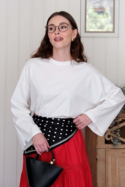 Ceylan Otantik Εcru Body & Κόκκινη Διασταυρούμενη Φούστα Σετ