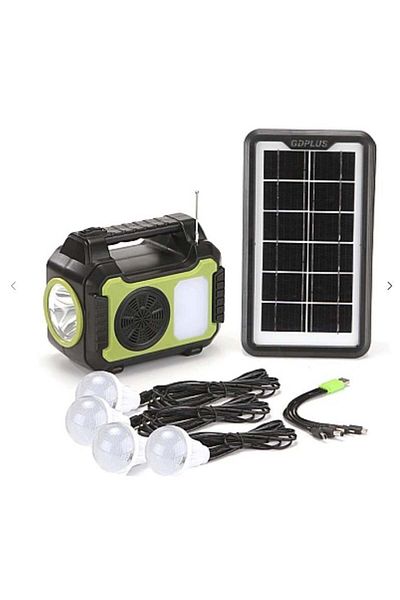 divendi-ro Solar kit GD-8072 equipped with USB devices with 4 bulbs and HA Radio