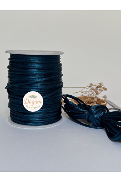 Düğüm Hobi Atölyesi 2 mm Petrol Yeşil 1 metre Floş Sıçan Kuyruğu İp Gelinlik ...