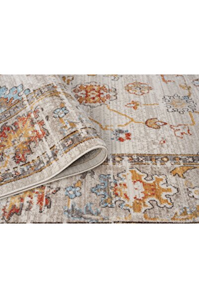 Moqa A Different Carpet Anadolu 4007 Kemik Otantik Desenli Halı - Antialerjik, Pamuk Taban, 6 mm Hav Yüksekliği