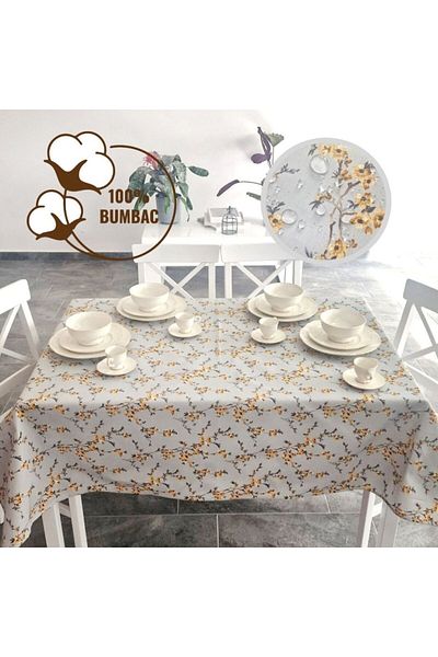 Pucioasa Teflon-coated cotton tablecloth, 160x220cm, Yellow Flowers