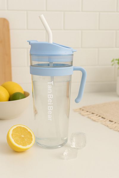 İNTER LİFE Motivational Water Bottle with Handle and Straw Suitable for Daily Use Bpa-Free Water Bottle Suitable for Detox 1.2 ml