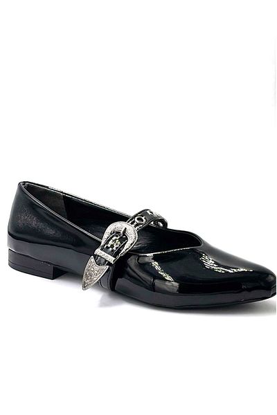 KİNDEP Kindep Buckle Detailed Casual Women's Ballerinas Black