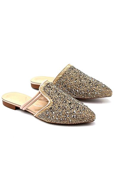 KİNDEP Kindep Paris Straw Stone Detailed Closed Toe Daily Women's Slippers Ten