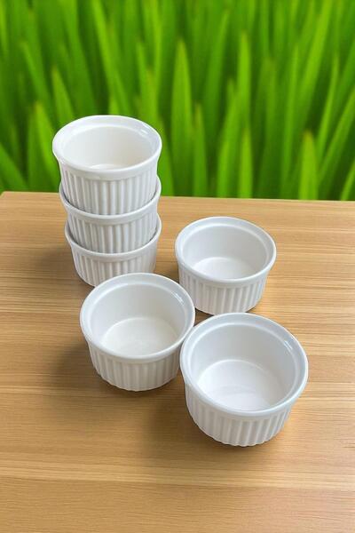ALBETTO 6 lı Sufle Kabı, Porselen Sufle Kabı 9cm Krem