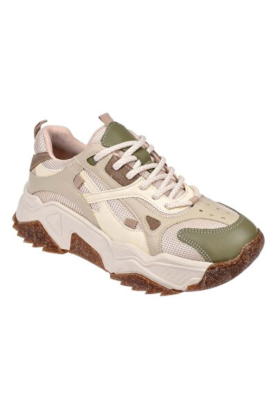 SMS Kadın Spor Ayakkabı Sneaker SMS-65137 BEJ YEŞİL