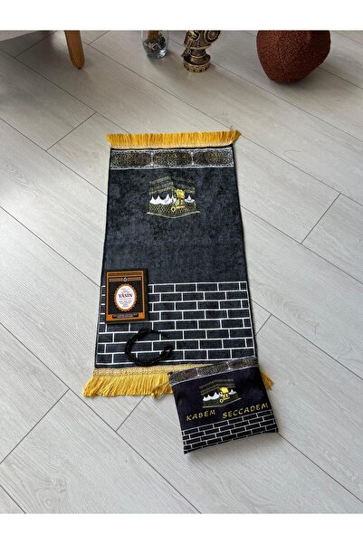 hicazavm Kabe motifli çantalı çocuk dua ibadet namaz seccade seti