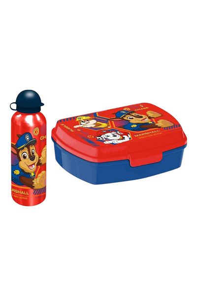 PAW PATROL Set of plastic sandwich box, BPA-free, and aluminum water bottle, 400 ml, multicolor, Paw Patrol