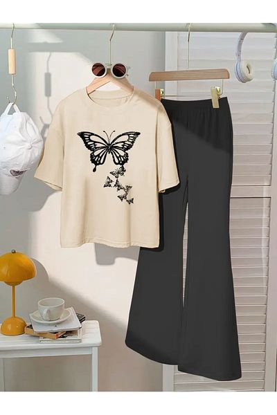 Machetta Children's Butterfly Printed T-Shirt Spanish Leg Tracksuit Set