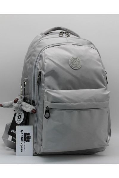 ÇantaExpress Σχολικό σακίδιο πλάτης Unisex Αδιάβροχο υφασμάτινο Σχολικό τσαντάκι Cnt2500 Γκρι