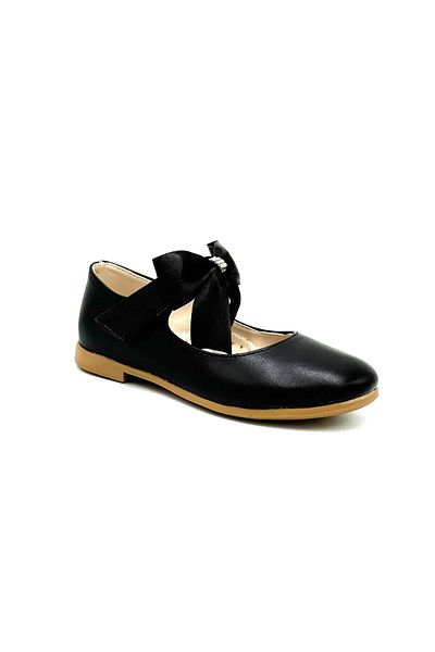 KİNDEP Kindep Sema Bow Tie Detailed Velcro Girls' Ballerina Ballerina Black