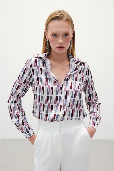 Sateen Cămașă clasică simplă - Roșu Claret