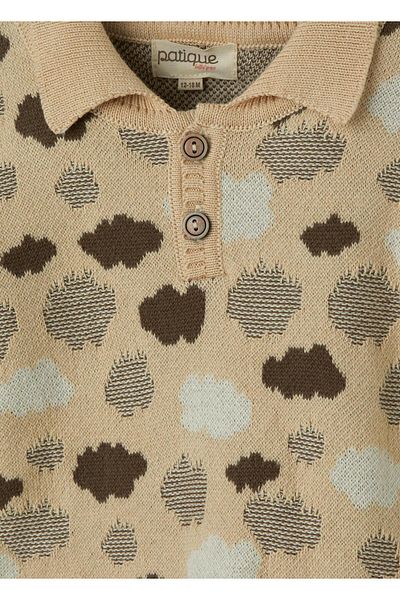 Uludağ Triko Beige Organic Cotton Cloud Patterned Set of 2