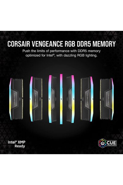 Corsair ذاكرة VENGEANCE RGB DDR5 سعة 32 جيجابايت (2 × 16 جيجابايت) DDR5 6400 CL36-48-48-104 1.35 فولت Intel XMP - أسود
