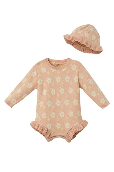 Uludağ Triko Pink Organic Cotton Floral Jumpsuit Set