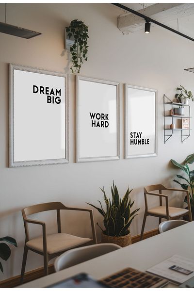 21mxm Set de 3 postere motivaționale minimaliste, imprimeuri digitale pe pânză, artă murală fără ramă