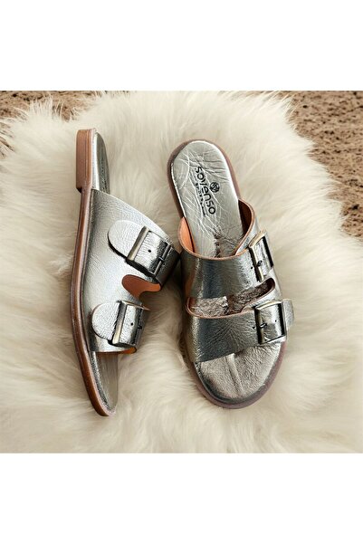 Sovenso Store TİTA TOKA DETAYLI ORTOPEDİK HAKİKİ DERİ RAHAT TERLİK