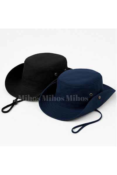 Mihos 2-Piece Safari Hat Black-Navy Blue – Adjustable, Breathable Fabric, Unisex Summer Hat |