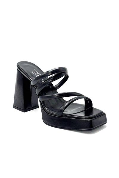 KİNDEP Kindep Daily Thick Heeled Platform Women's Slippers Black