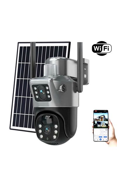 CLAUSTEEL Cameră de supraveghere 2 în 1 M146 cu vedere dublă, WIFI, panou solar, baterie de 10800 mAh, 6MP
